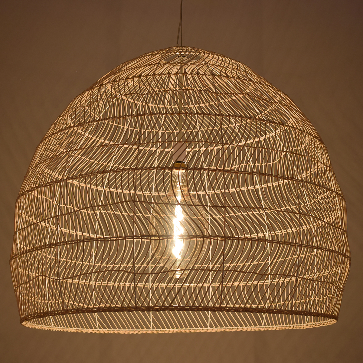 LEDTM® MALIBU 00974 Boho Κρεμαστό Φωτιστικό Οροφής με Ντουί 1 x E27 AC 220-240V IP20 - Μπεζ - Μ100 x Π100 x Y86cm - Image 2