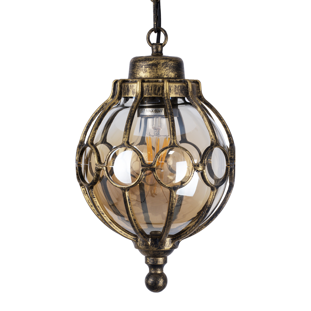 LEDTM® ETOILE 00988 Vintage Κρεμαστό Φωτιστικό Οροφής με Ντουί 1 x E27 AC 220-240V IP20 - Μπρούτζινο Εφέ Σκουριάς & Μελί - Μ18 x Π18 x Y27cm - Image 5