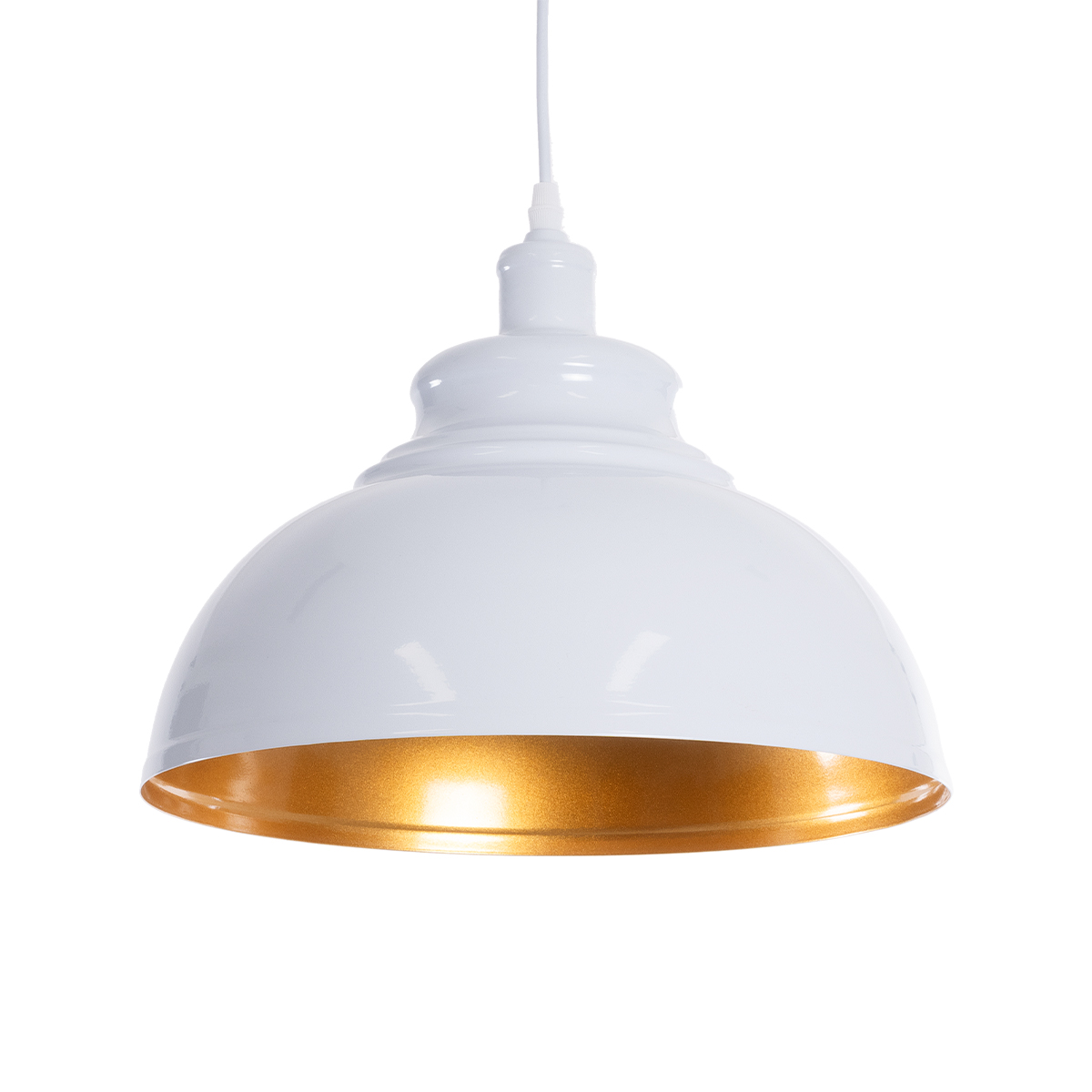 LEDTM® ANDY 00999 Μοντέρνο Κρεμαστό Φωτιστικό Οροφής με Ντουί 1 x E27 AC 220-240V IP20 - Λευκό & Χρυσό - Μ35 x Π35 x Υ28cm - Image 2