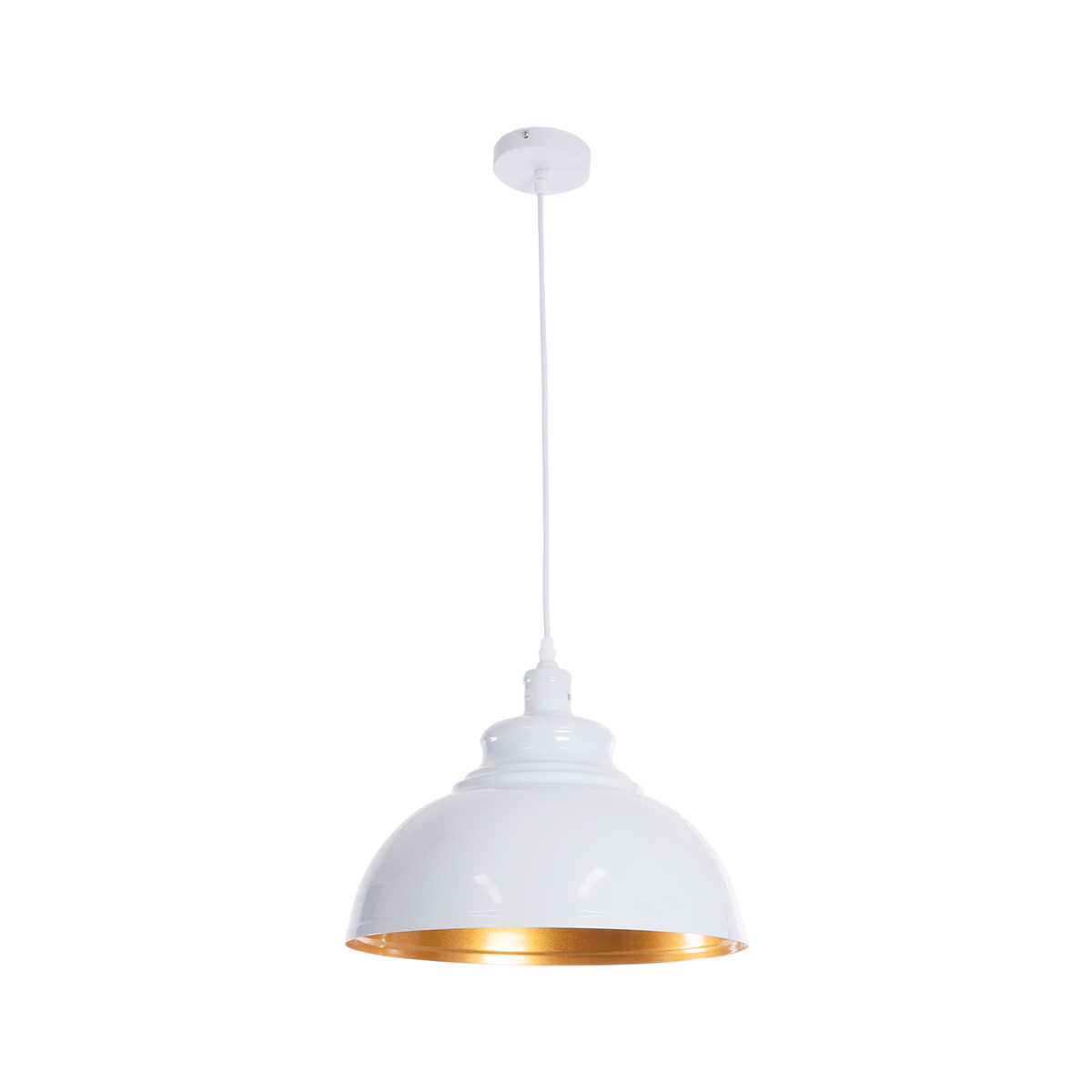 LEDTM® ANDY 00999 Μοντέρνο Κρεμαστό Φωτιστικό Οροφής με Ντουί 1 x E27 AC 220-240V IP20 - Λευκό & Χρυσό - Μ35 x Π35 x Υ28cm - Image 4