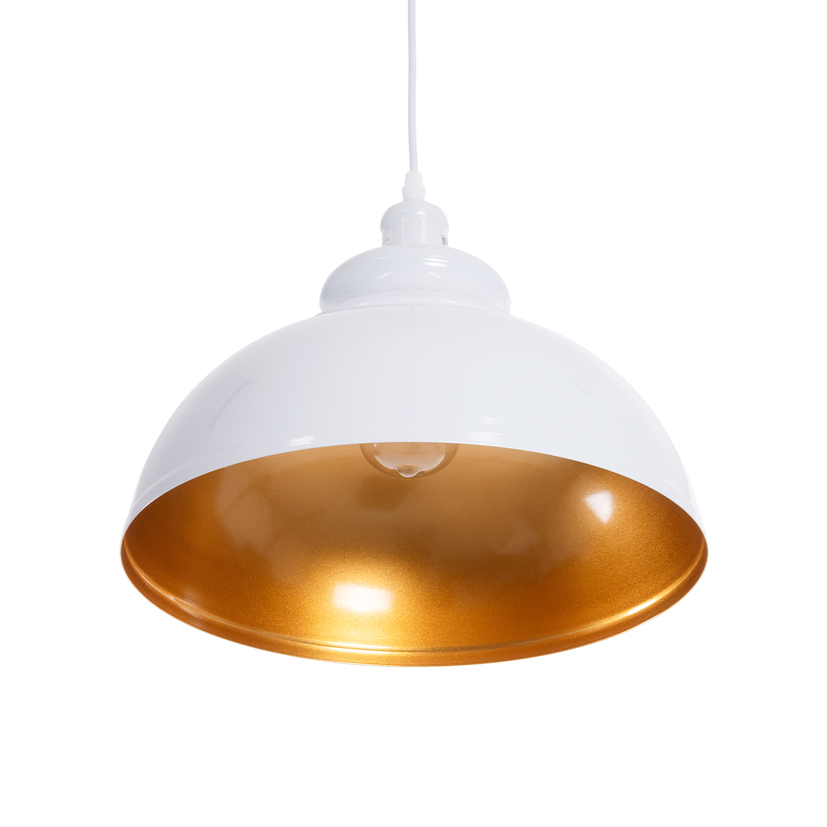 LEDTM® ANDY 00999 Μοντέρνο Κρεμαστό Φωτιστικό Οροφής με Ντουί 1 x E27 AC 220-240V IP20 - Λευκό & Χρυσό - Μ35 x Π35 x Υ28cm - Image 6