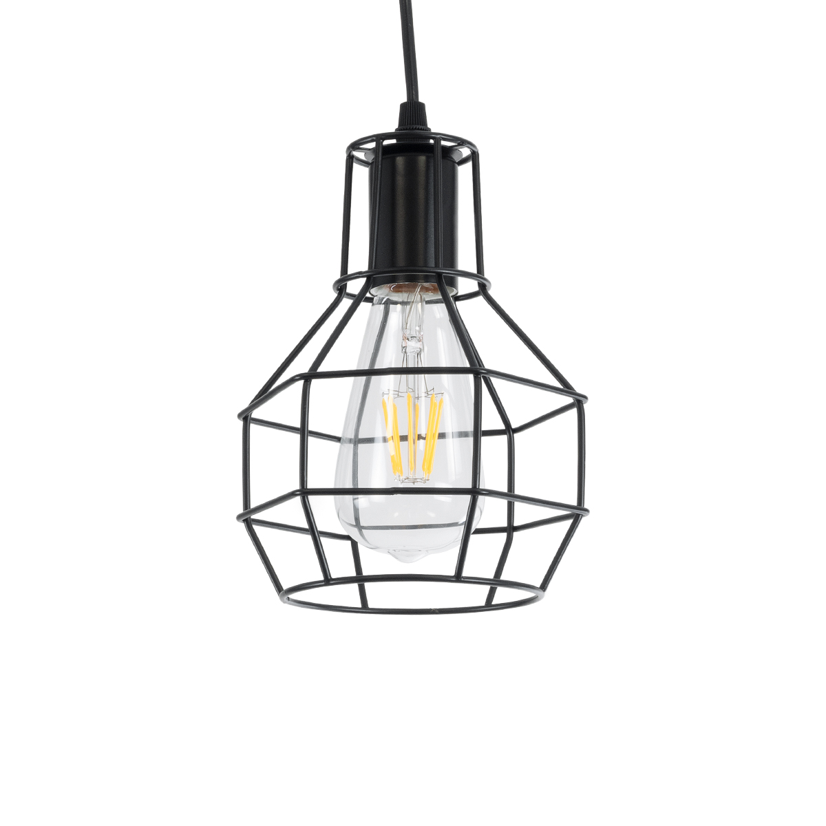 LEDTM® CAGE 01017 Vintage Κρεμαστό Φωτιστικό Οροφής με Ντουί 1 x E27 AC 220-240V IP20 - Μαύρο - Μ15 x Π15 x Υ20cm - Image 2
