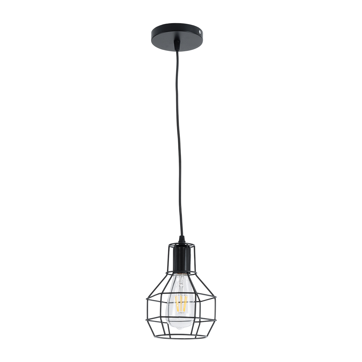 LEDTM® CAGE 01017 Vintage Κρεμαστό Φωτιστικό Οροφής με Ντουί 1 x E27 AC 220-240V IP20 - Μαύρο - Μ15 x Π15 x Υ20cm - Image 4