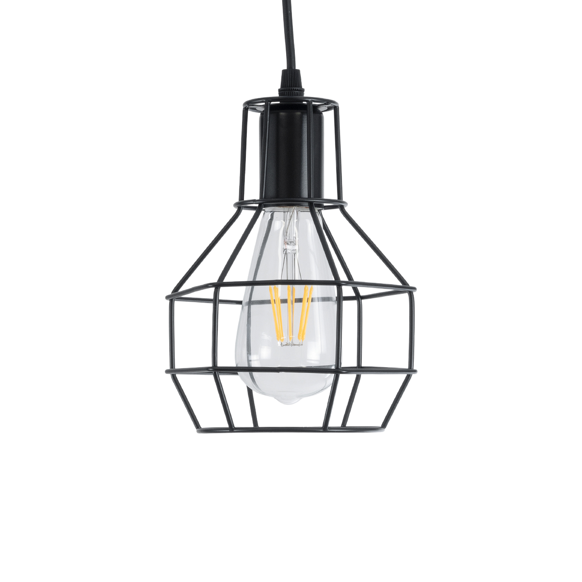 LEDTM® CAGE 01017 Vintage Κρεμαστό Φωτιστικό Οροφής με Ντουί 1 x E27 AC 220-240V IP20 - Μαύρο - Μ15 x Π15 x Υ20cm - Image 5