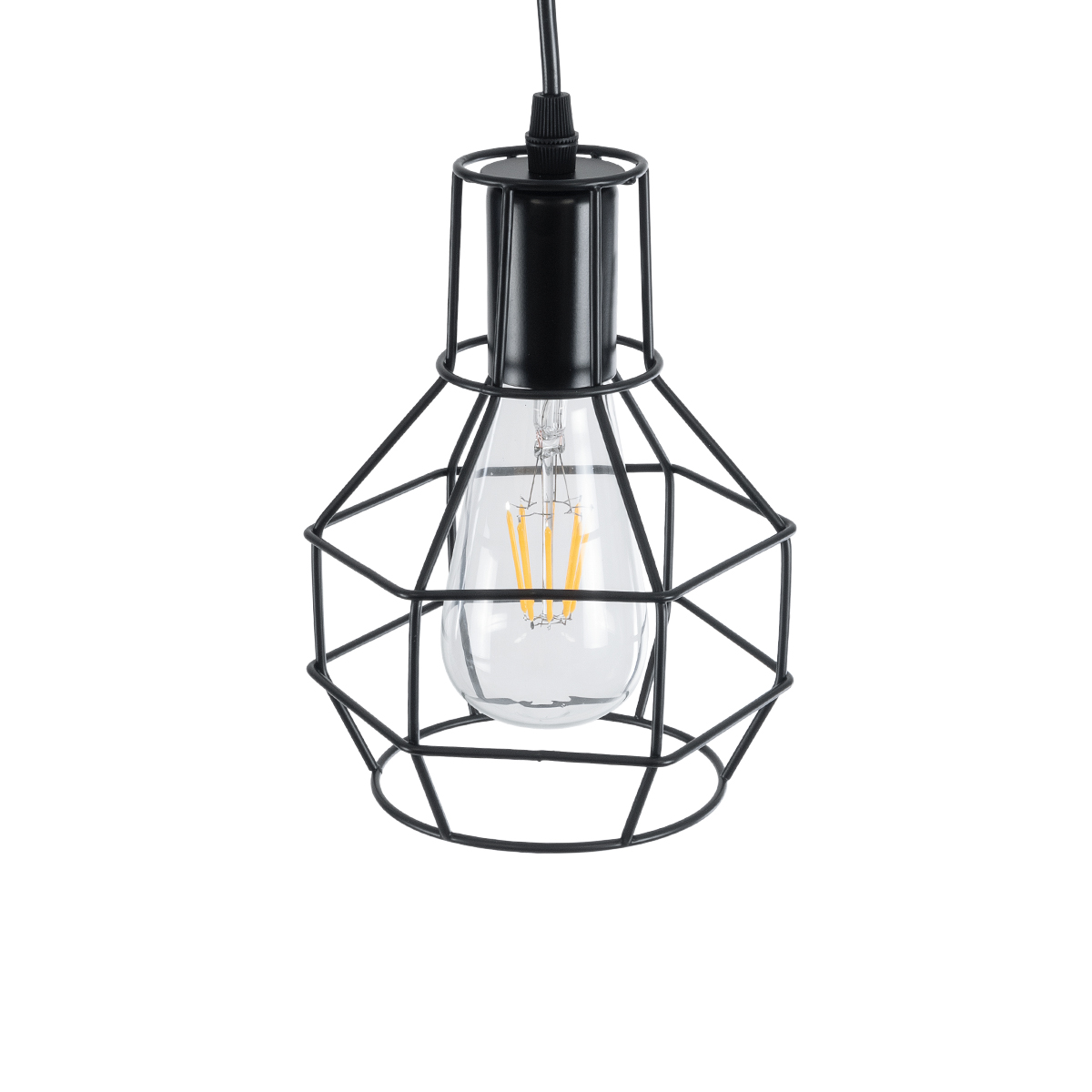 LEDTM® CAGE 01017 Vintage Κρεμαστό Φωτιστικό Οροφής με Ντουί 1 x E27 AC 220-240V IP20 - Μαύρο - Μ15 x Π15 x Υ20cm - Image 7