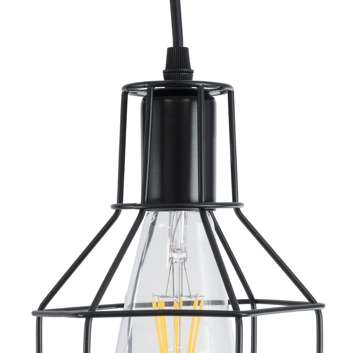 LEDTM® CAGE 01017 Vintage Κρεμαστό Φωτιστικό Οροφής με Ντουί 1 x E27 AC 220-240V IP20 - Μαύρο - Μ15 x Π15 x Υ20cm - Image 8