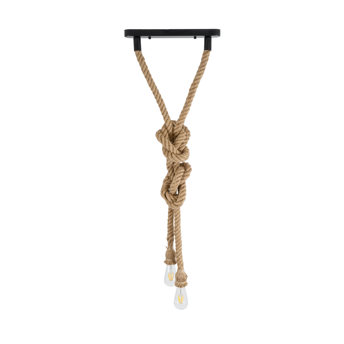 LEDTM® ROPE 01019 Boho Κρεμαστό Φωτιστικό Οροφής με Ντουί 2 x E27 AC 220-240V IP20 - Μπεζ - Μ38 x Π3.5 x Υ200cm - Image 3