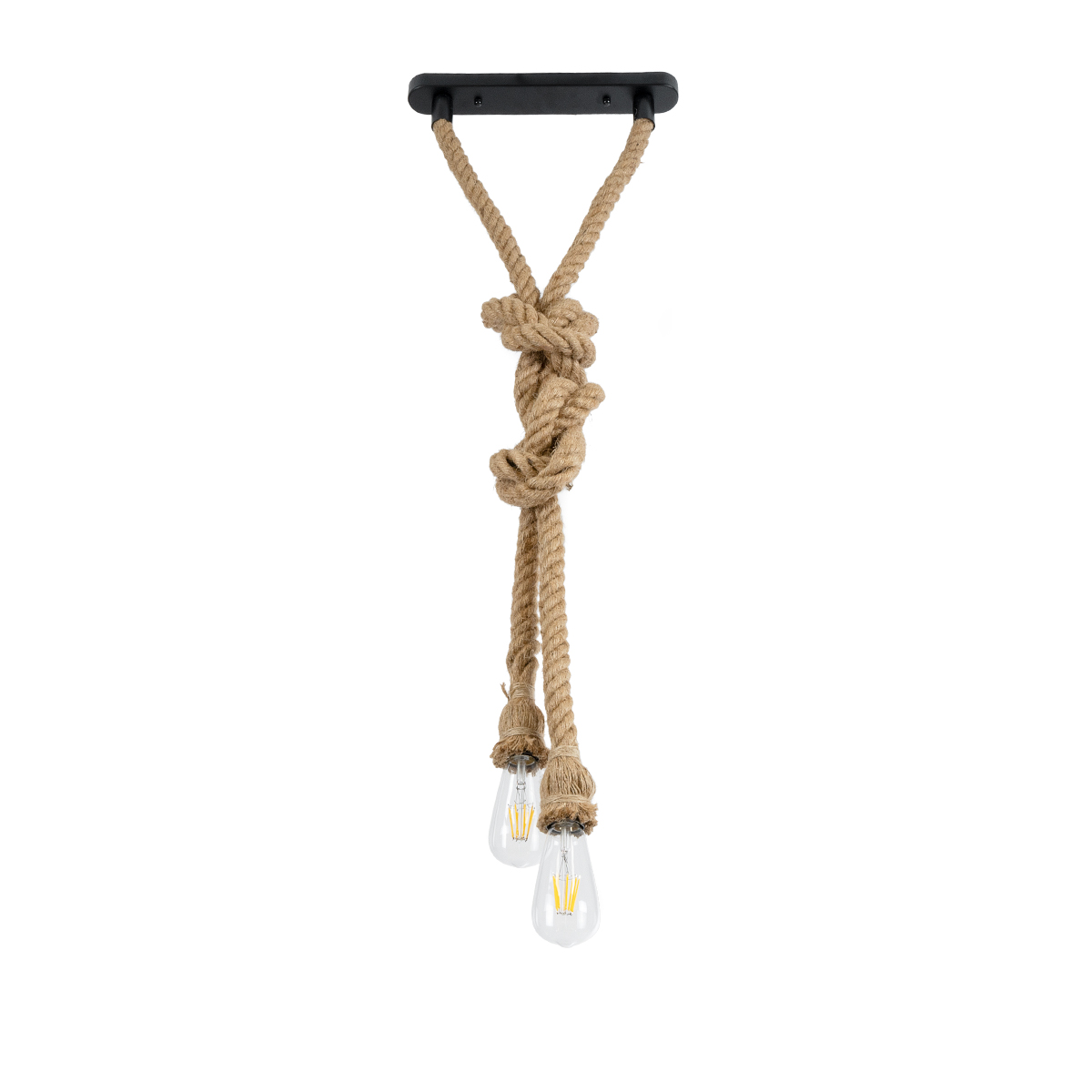 LEDTM® ROPE 01019 Boho Κρεμαστό Φωτιστικό Οροφής με Ντουί 2 x E27 AC 220-240V IP20 - Μπεζ - Μ38 x Π3.5 x Υ200cm - Image 4