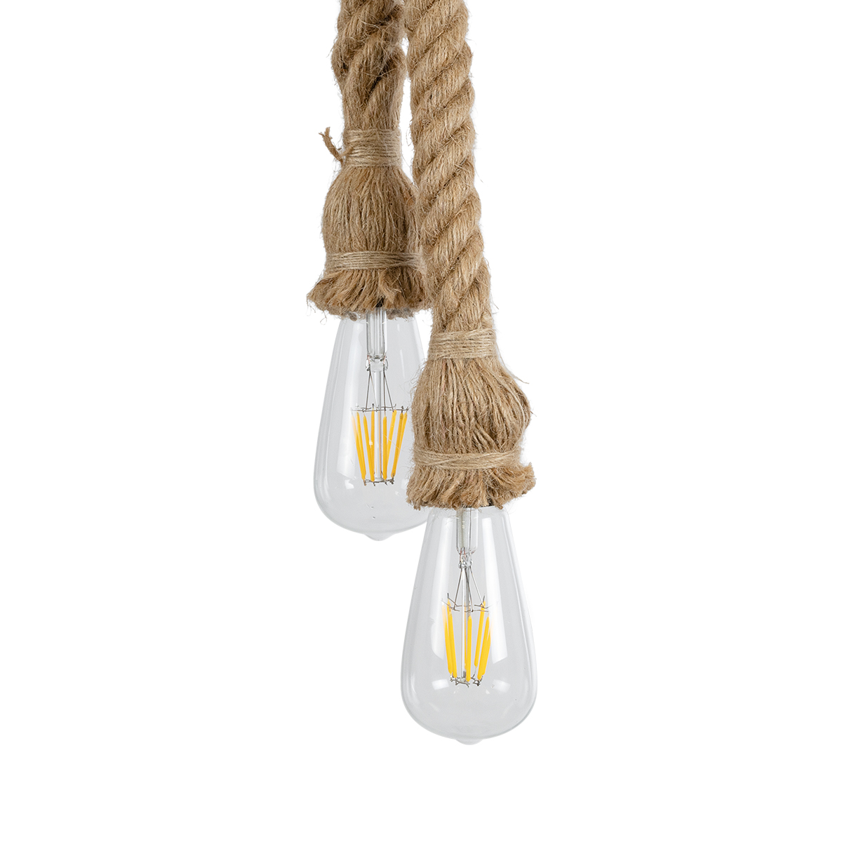 LEDTM® ROPE 01019 Boho Κρεμαστό Φωτιστικό Οροφής με Ντουί 2 x E27 AC 220-240V IP20 - Μπεζ - Μ38 x Π3.5 x Υ200cm - Image 7