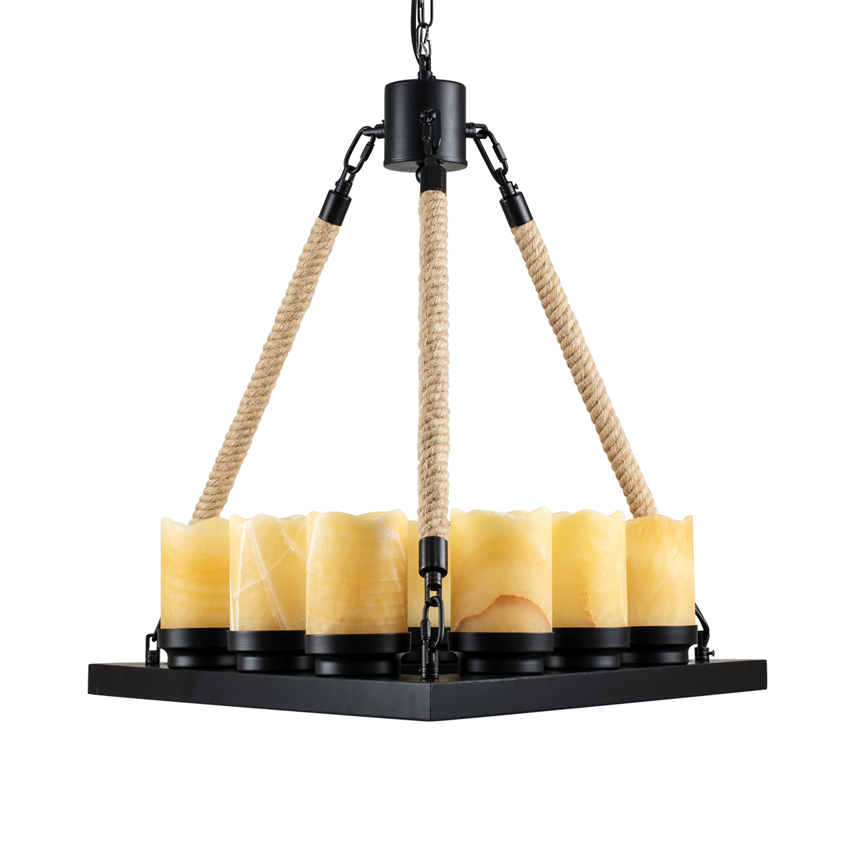 LEDTM® DOME 10001021 Vintage Κρεμαστό Φωτιστικό Οροφής με Ντουί 9 x E27 AC 220-240V IP20 - Μπεζ & Μαύρο - Μ68 x Π60 x Υ50cm - Image 5