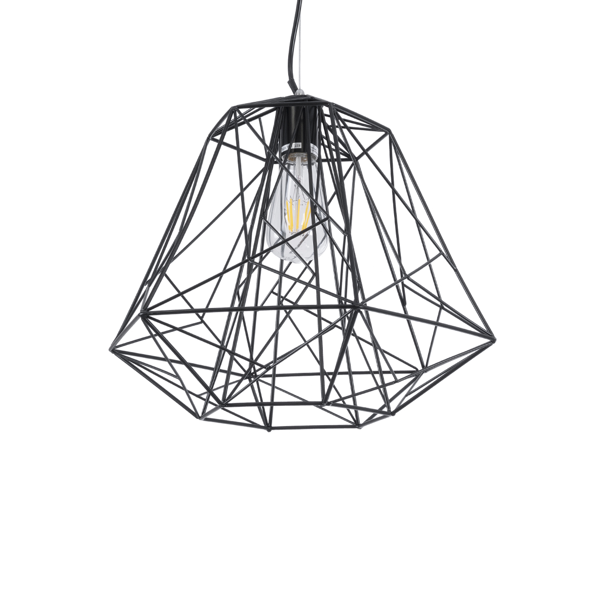LEDTM® GRID 01022 Vintage Κρεμαστό Φωτιστικό Οροφής με Ντουί 1 x E27 AC 220-240V IP20 - Μαύρο - Μ40 x Π40 x Υ33cm - Image 2