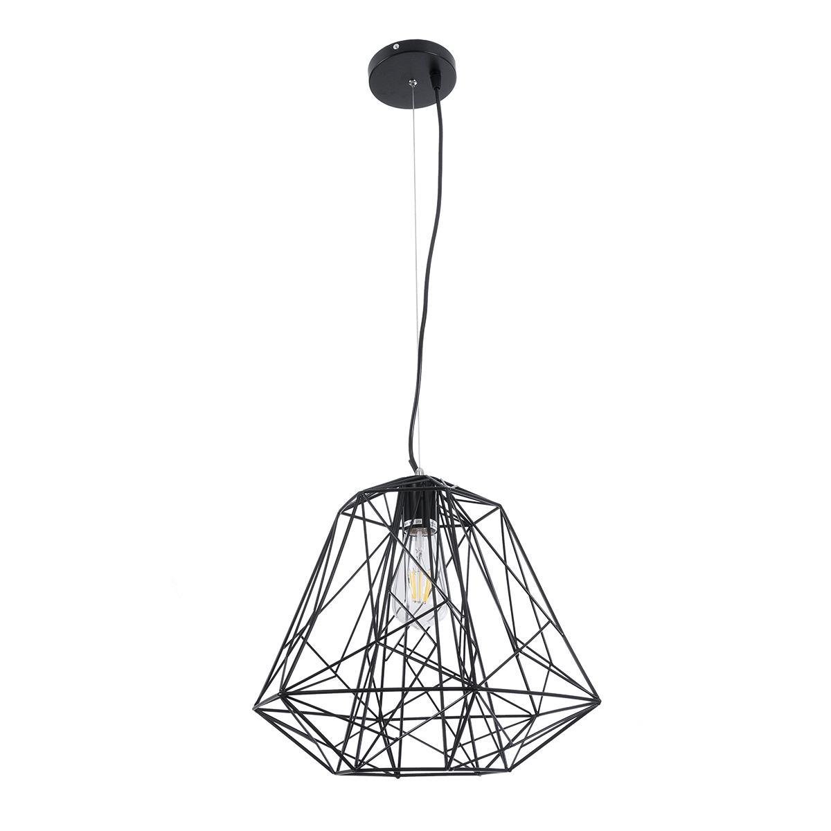 LEDTM® GRID 01022 Vintage Κρεμαστό Φωτιστικό Οροφής με Ντουί 1 x E27 AC 220-240V IP20 - Μαύρο - Μ40 x Π40 x Υ33cm - Image 4