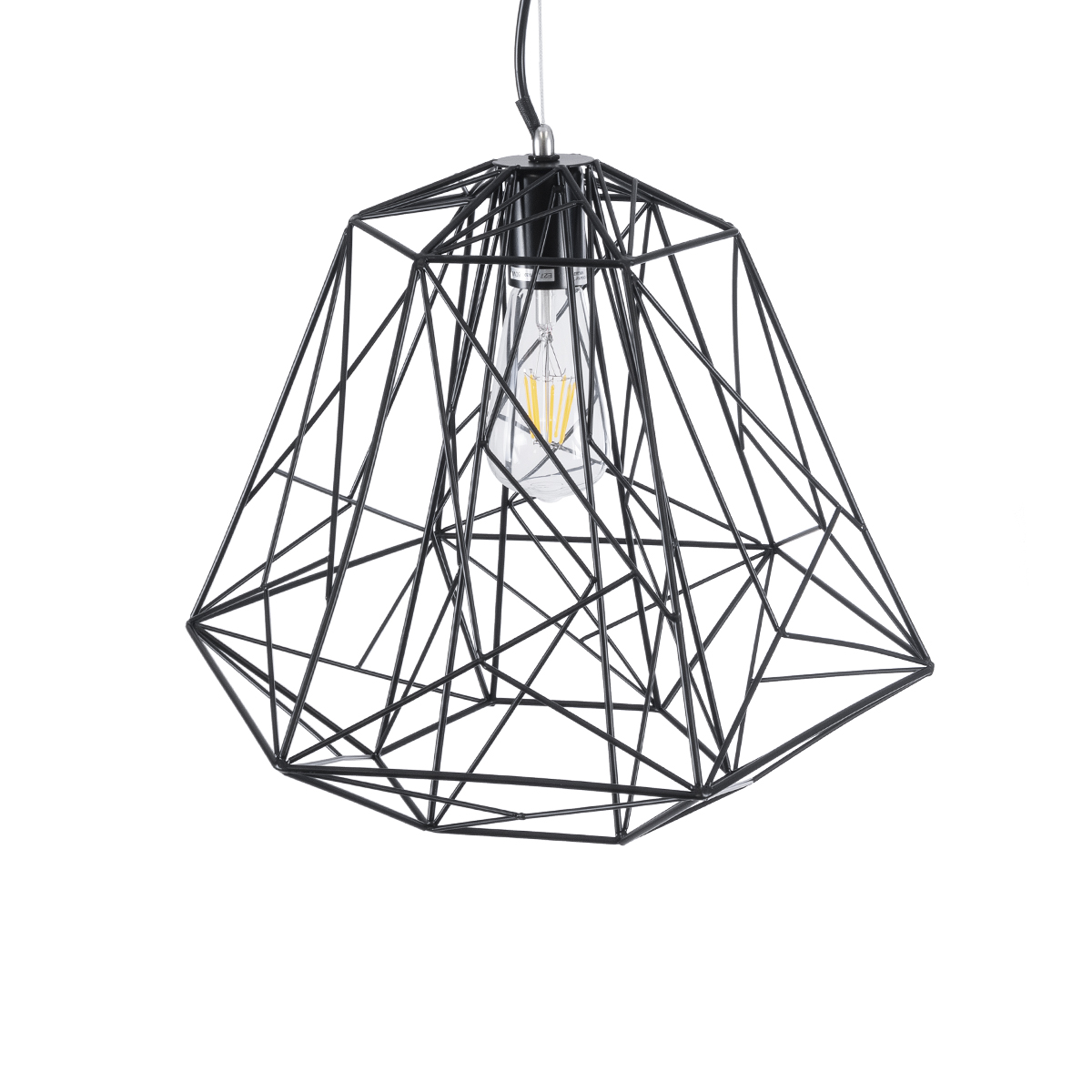 LEDTM® GRID 01022 Vintage Κρεμαστό Φωτιστικό Οροφής με Ντουί 1 x E27 AC 220-240V IP20 - Μαύρο - Μ40 x Π40 x Υ33cm - Image 7
