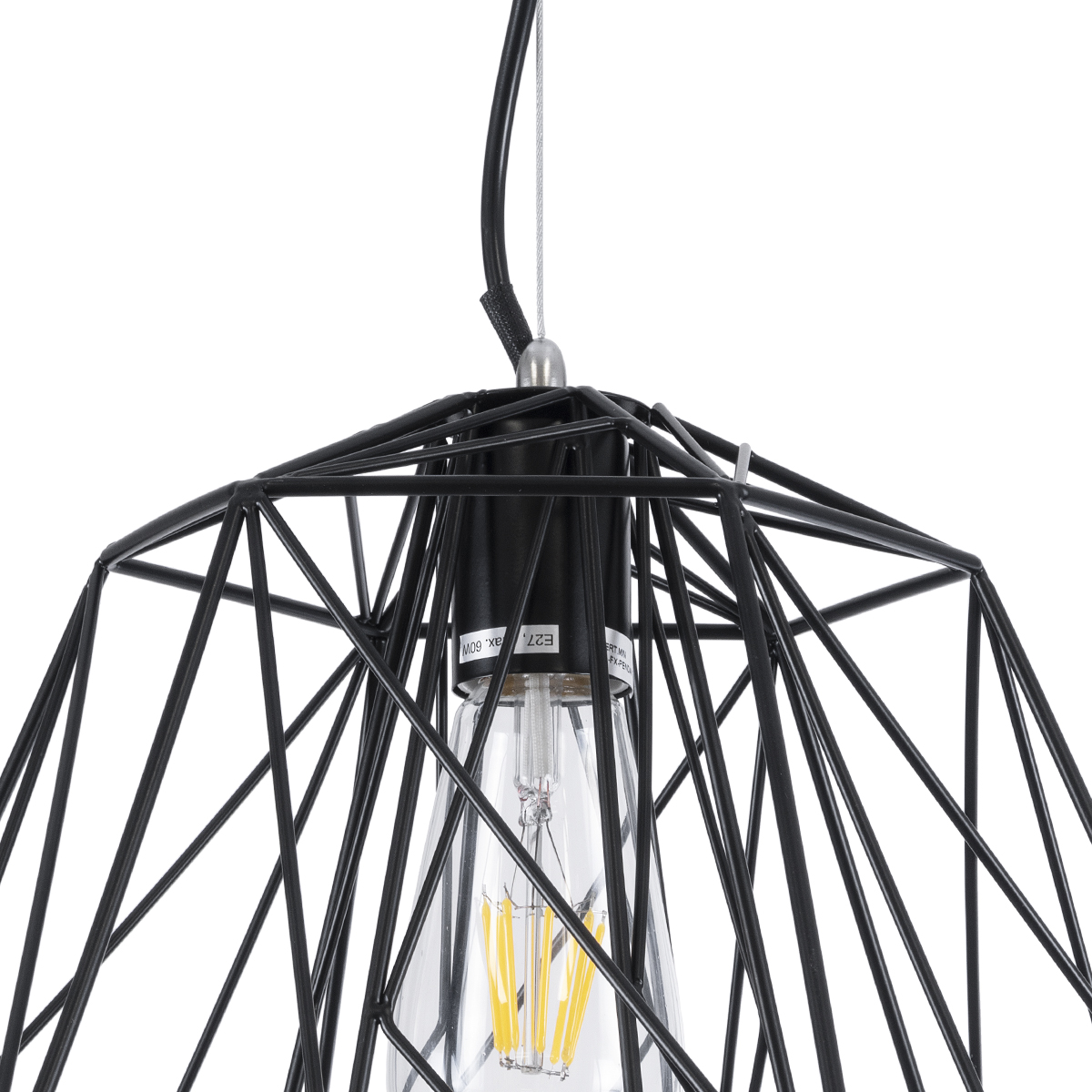 LEDTM® GRID 01022 Vintage Κρεμαστό Φωτιστικό Οροφής με Ντουί 1 x E27 AC 220-240V IP20 - Μαύρο - Μ40 x Π40 x Υ33cm - Image 8