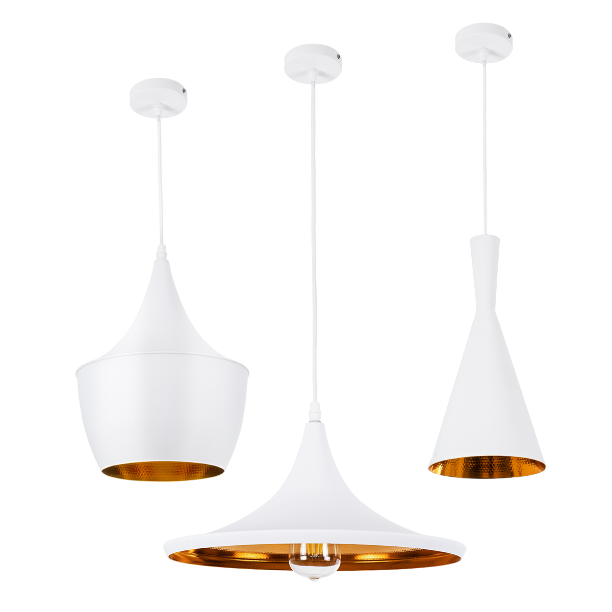 LEDTM® SHANGHAI 01026 Μοντέρνο Κρεμαστό Φωτιστικό Οροφής με Ντουί 3 x E27 AC 220-240V IP20 - Λευκό & Χρυσό - Μ79.5 x Π79.5 x Υ38cm - Σετ 3 Τεμαχίων - Image 6