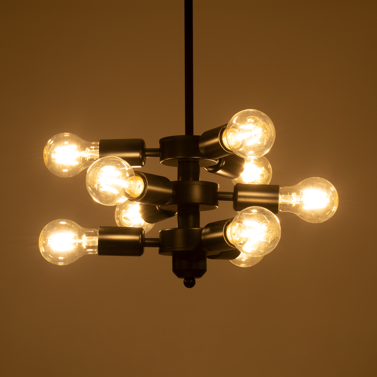 LEDTM® DELIR 01035 Μοντέρνο Φωτιστικό Οροφής με Ντουί 9 x E27 AC 220-240V IP20 - Μαύρο - Μ24 x Π24 x Υ23cm - Image 3