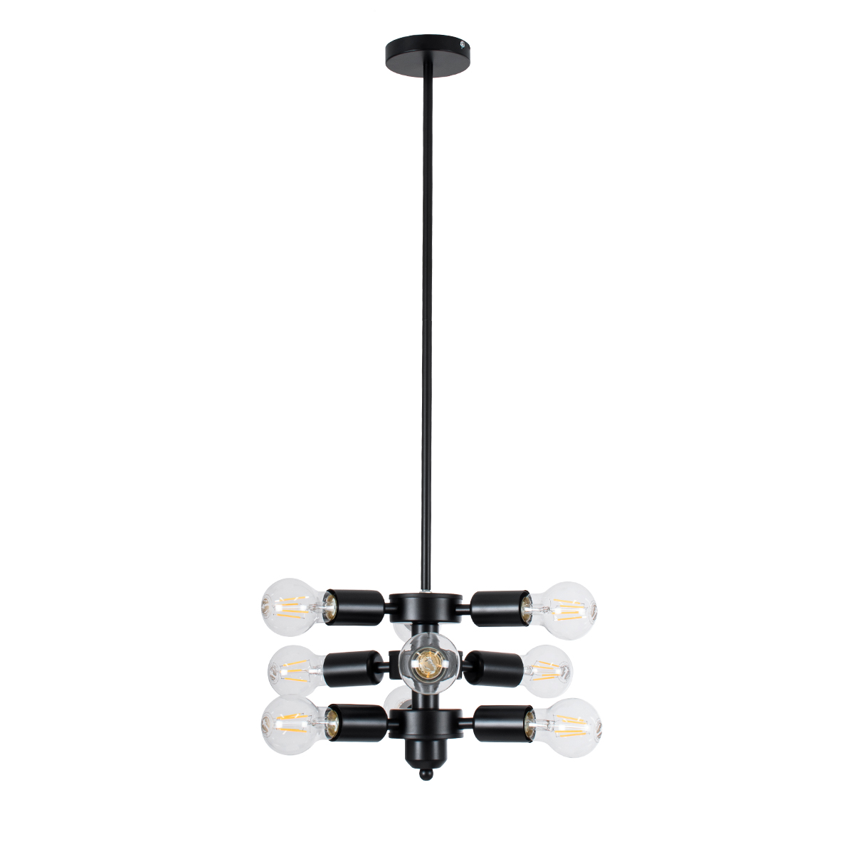 LEDTM® DELIR 01035 Μοντέρνο Φωτιστικό Οροφής με Ντουί 9 x E27 AC 220-240V IP20 - Μαύρο - Μ24 x Π24 x Υ23cm - Image 4