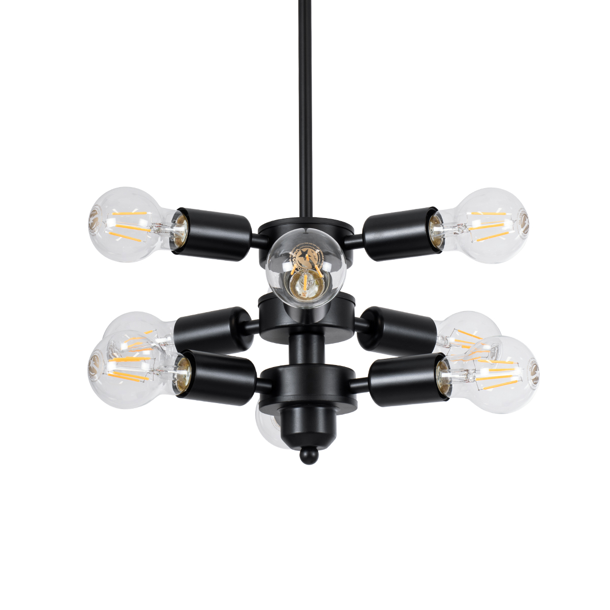 LEDTM® DELIR 01035 Μοντέρνο Φωτιστικό Οροφής με Ντουί 9 x E27 AC 220-240V IP20 - Μαύρο - Μ24 x Π24 x Υ23cm - Image 5