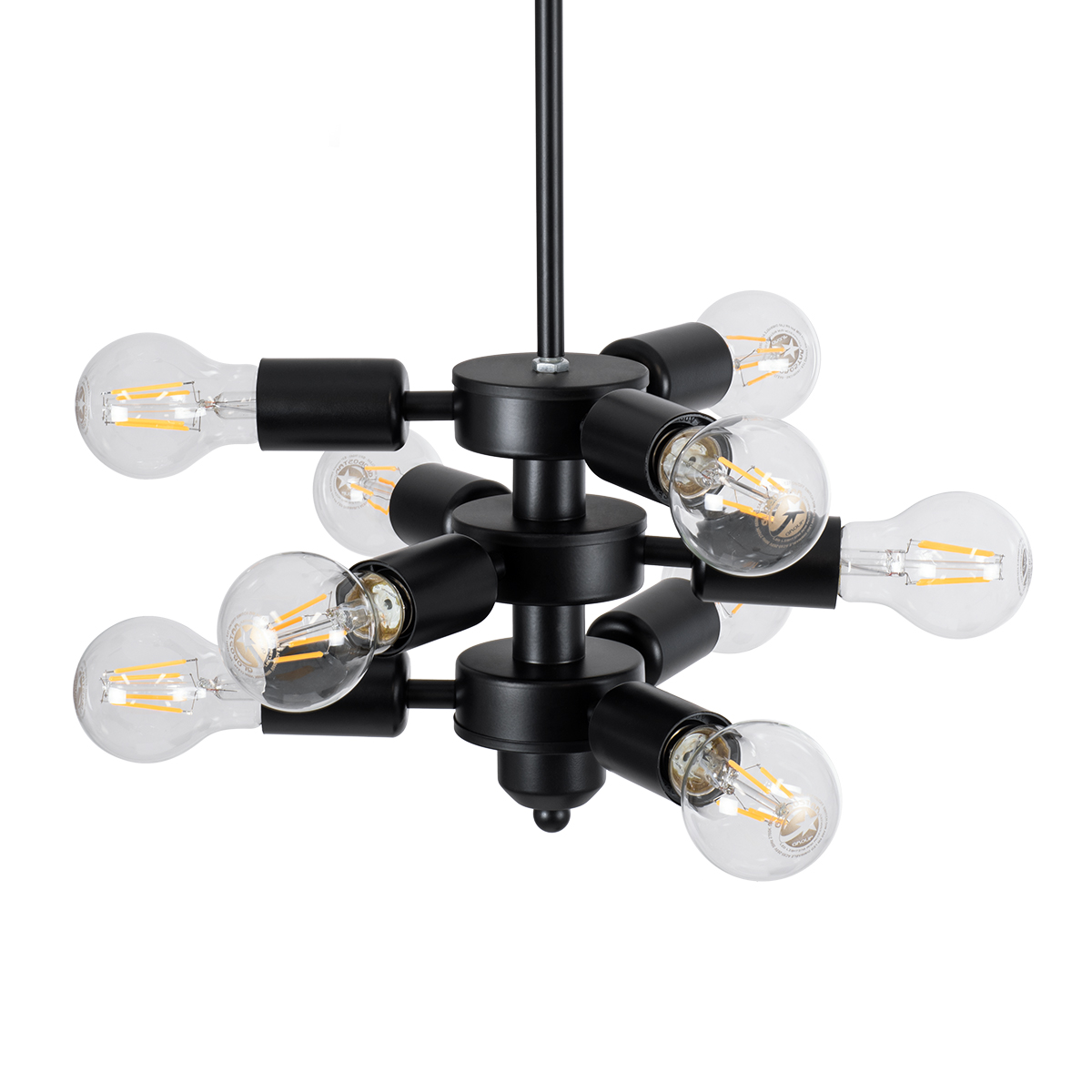 LEDTM® DELIR 01035 Μοντέρνο Φωτιστικό Οροφής με Ντουί 9 x E27 AC 220-240V IP20 - Μαύρο - Μ24 x Π24 x Υ23cm - Image 7