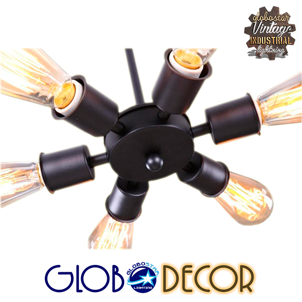 LEDTM® CONFOR 01036 Μοντέρνο Φωτιστικό Οροφής με Ντουί 6 x E27 AC 220-240V IP20 - Μαύρο - Μ24 x Π24 x Υ8cm - Image 5