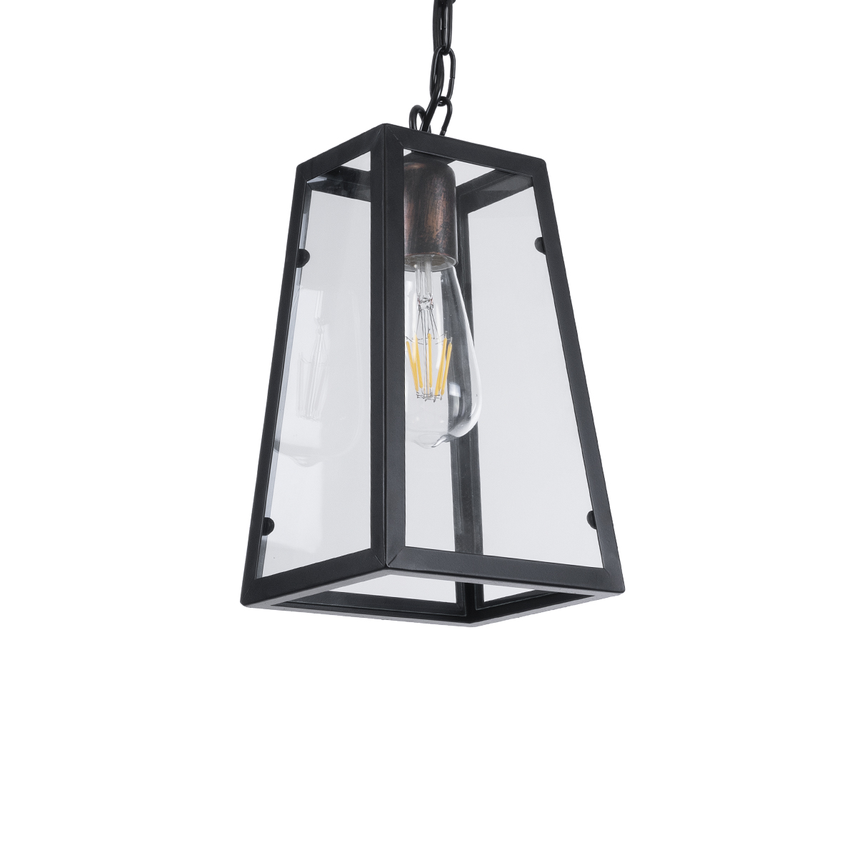 LEDTM® LIMA 01040 Vintage Κρεμαστό Φωτιστικό Οροφής με Ντουί 1 x E27 AC 220-240V IP20 - Μαύρο & Διάφανο - Μ17 x Π14 x Υ26cm - Image 2