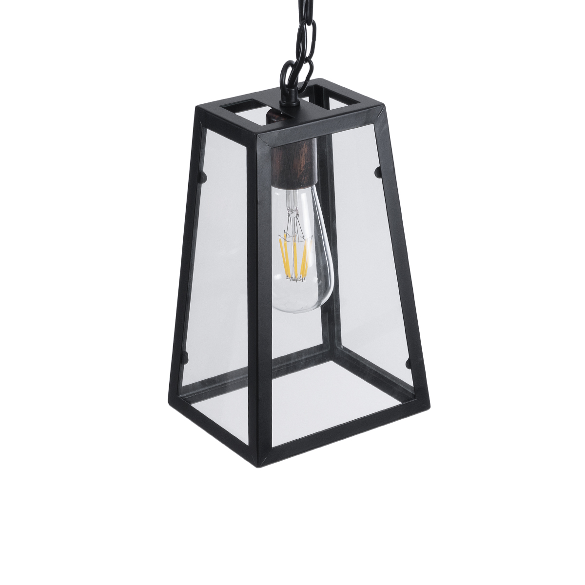 LEDTM® LIMA 01040 Vintage Κρεμαστό Φωτιστικό Οροφής με Ντουί 1 x E27 AC 220-240V IP20 - Μαύρο & Διάφανο - Μ17 x Π14 x Υ26cm - Image 7
