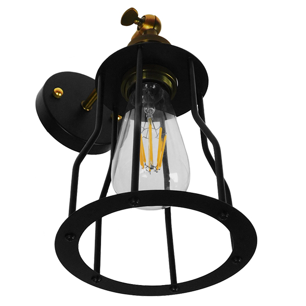 LEDTM® CATEL 01054 Vintage Φωτιστικό Τοίχου - Απλίκα με Ντουί 1 x E27 AC 220-240V IP20 - Μαύρο & Χρυσό - Μ15 x Π26 x Υ31cm - Image 4