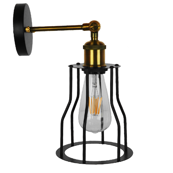 LEDTM® CATEL 01054 Vintage Φωτιστικό Τοίχου - Απλίκα με Ντουί 1 x E27 AC 220-240V IP20 - Μαύρο & Χρυσό - Μ15 x Π26 x Υ31cm - Image 5