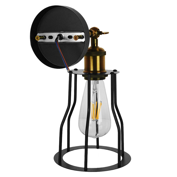 LEDTM® CATEL 01054 Vintage Φωτιστικό Τοίχου - Απλίκα με Ντουί 1 x E27 AC 220-240V IP20 - Μαύρο & Χρυσό - Μ15 x Π26 x Υ31cm - Image 8
