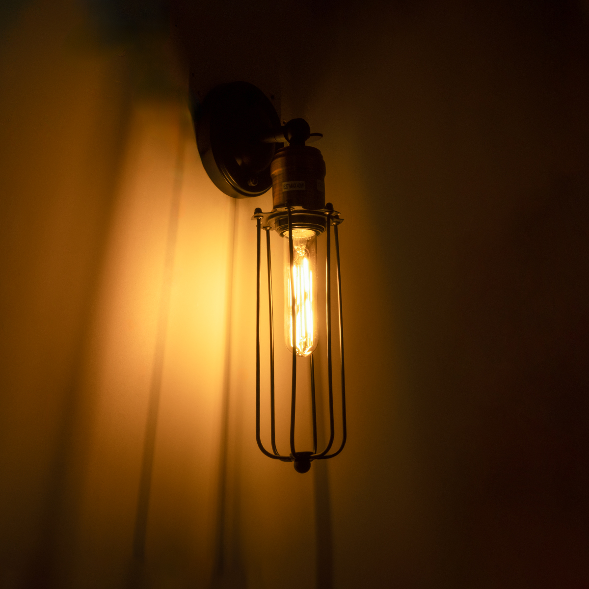 LEDTM® CATEL 01055 Vintage Φωτιστικό Τοίχου - Απλίκα με Ντουί 1 x E27 AC 220-240V IP20 - Μαύρο & Χρυσό - Μ11 x Π10.5 x Υ36cm - Image 3