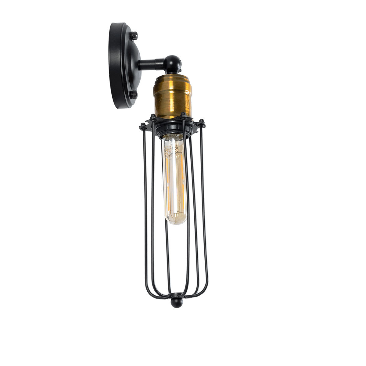 LEDTM® CATEL 01055 Vintage Φωτιστικό Τοίχου - Απλίκα με Ντουί 1 x E27 AC 220-240V IP20 - Μαύρο & Χρυσό - Μ11 x Π10.5 x Υ36cm - Image 5