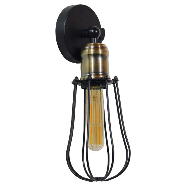 LEDTM® CATEL 01056 Vintage Φωτιστικό Τοίχου - Απλίκα με Ντουί 1 x E27 AC 220-240V IP20 - Μαύρο & Χρυσό - Μ12 x 15 x Υ32cm - Image 4