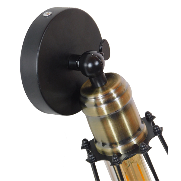 LEDTM® CATEL 01056 Vintage Φωτιστικό Τοίχου - Απλίκα με Ντουί 1 x E27 AC 220-240V IP20 - Μαύρο & Χρυσό - Μ12 x 15 x Υ32cm - Image 8