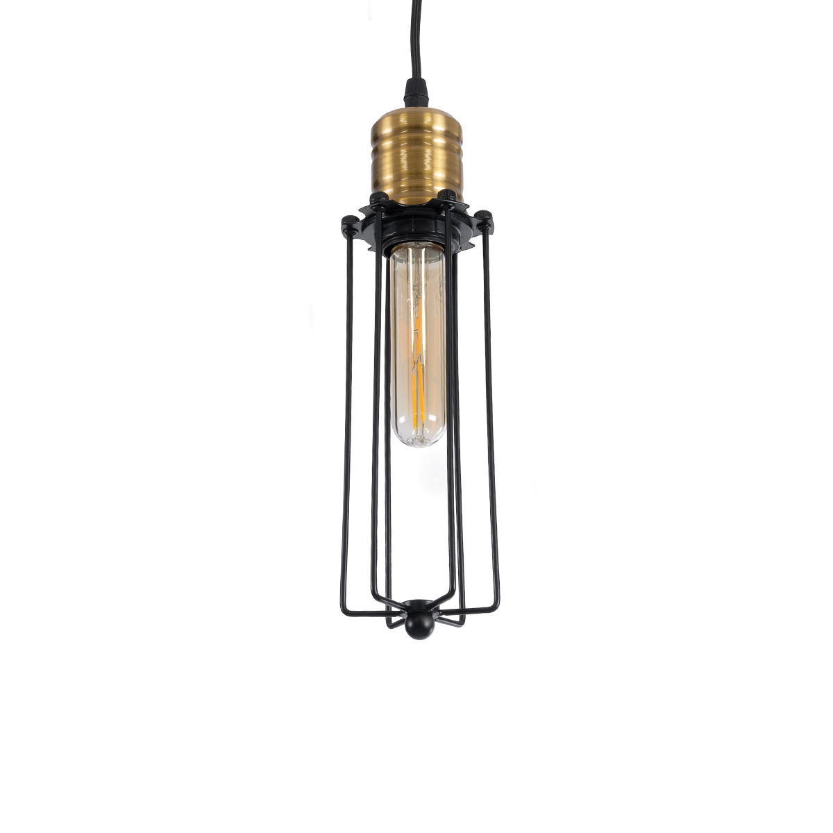 LEDTM® KLECE 01057 Vintage Κρεμαστό Φωτιστικό Οροφής με Ντουί 1 x E27 AC 220-240V IP20 - Μαύρο & Χρυσό - Μ8 x Π8 x Υ28cm - Image 2