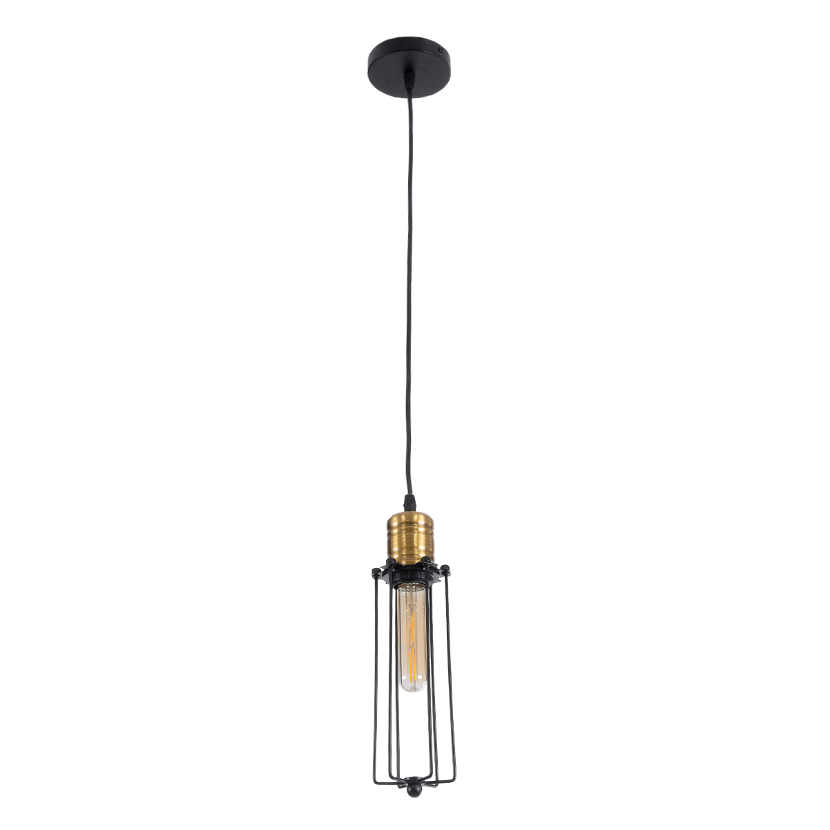 LEDTM® KLECE 01057 Vintage Κρεμαστό Φωτιστικό Οροφής με Ντουί 1 x E27 AC 220-240V IP20 - Μαύρο & Χρυσό - Μ8 x Π8 x Υ28cm - Image 4