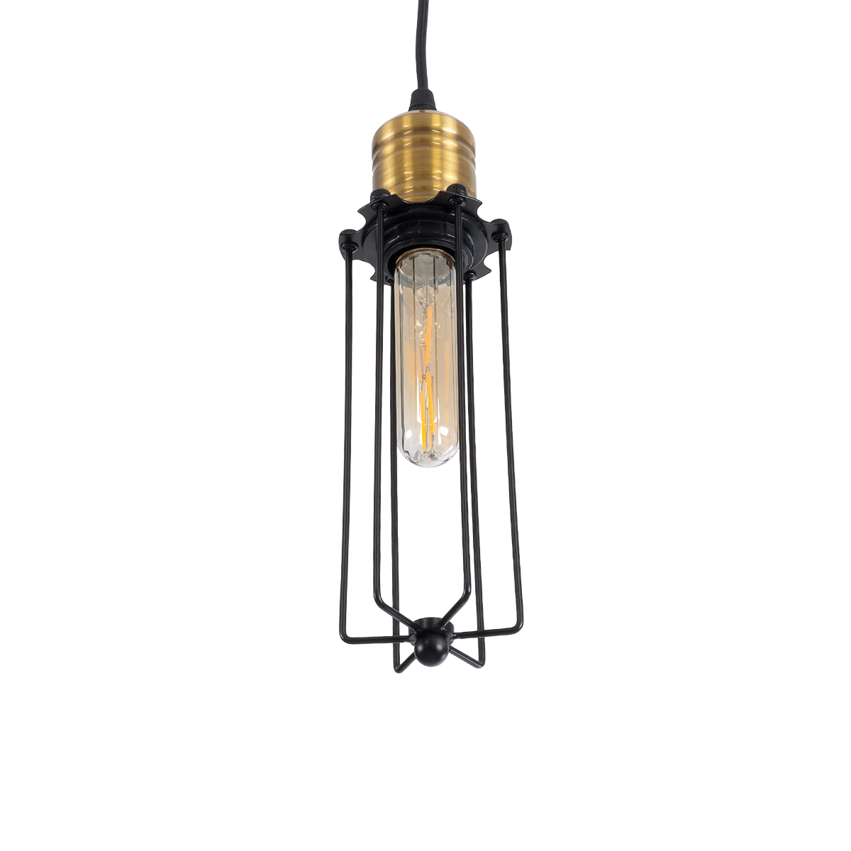 LEDTM® KLECE 01057 Vintage Κρεμαστό Φωτιστικό Οροφής με Ντουί 1 x E27 AC 220-240V IP20 - Μαύρο & Χρυσό - Μ8 x Π8 x Υ28cm - Image 6