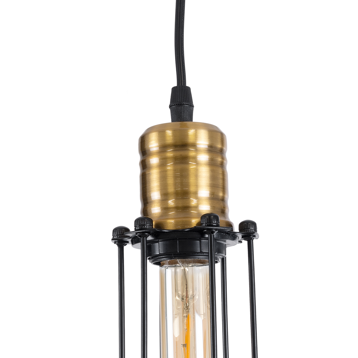 LEDTM® KLECE 01057 Vintage Κρεμαστό Φωτιστικό Οροφής με Ντουί 1 x E27 AC 220-240V IP20 - Μαύρο & Χρυσό - Μ8 x Π8 x Υ28cm - Image 8