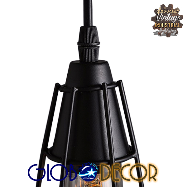 LEDTM® DROPS 01059 Vintage Κρεμαστό Φωτιστικό Οροφής με Ντουί 6 x E27 AC 220-240V IP20 - Μαύρο - 120cm - Image 3