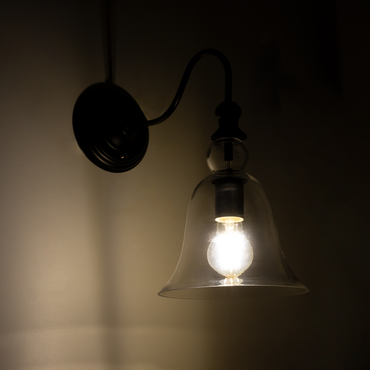 LEDTM® LILLY 01064 Vintage Φωτιστικό Τοίχου - Απλίκα με Ντουί 1 x E27 AC 220-240V IP20 - Μαύρο & Διάφανο - Μ38 x Π20 x Υ37cm - Image 3