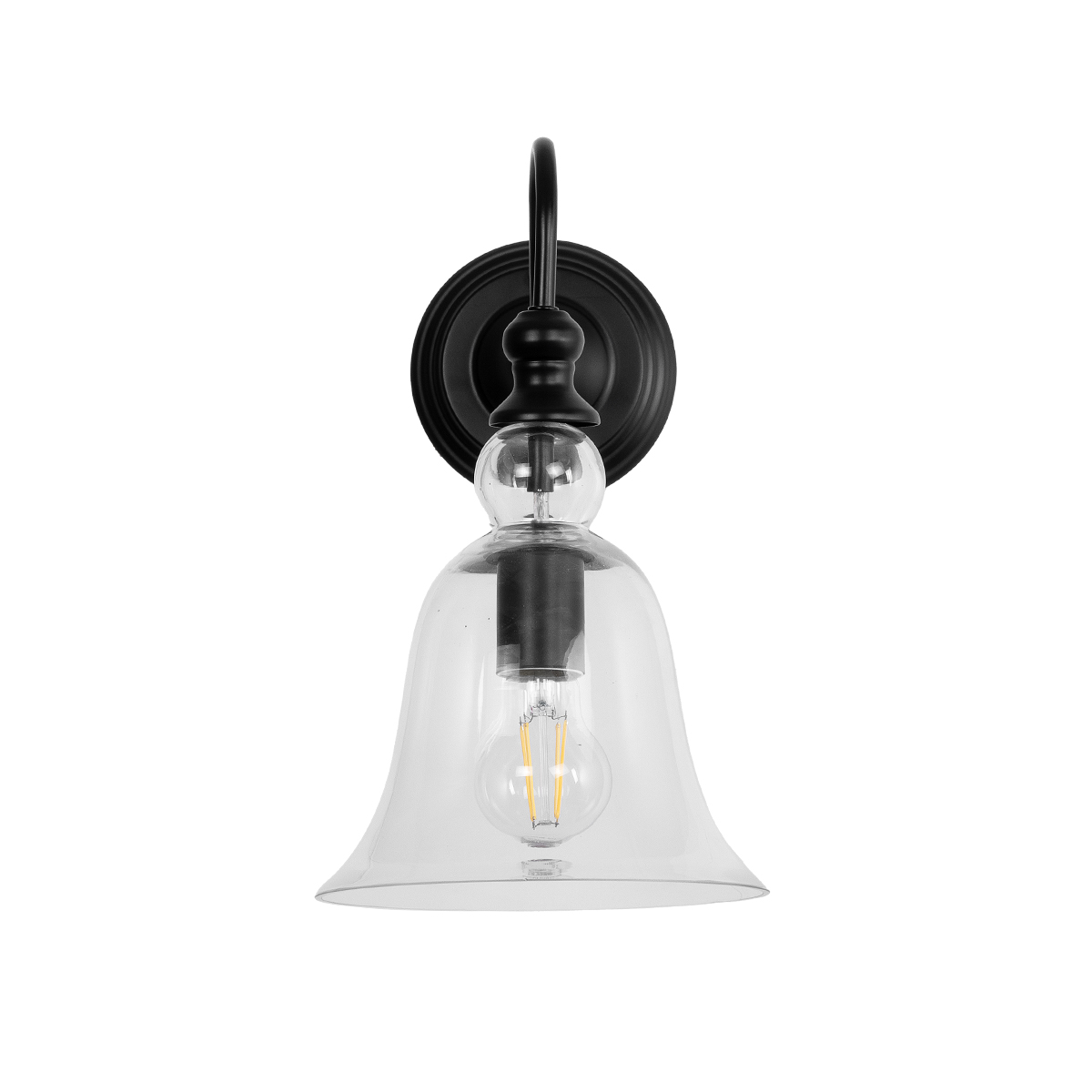 LEDTM® LILLY 01064 Vintage Φωτιστικό Τοίχου - Απλίκα με Ντουί 1 x E27 AC 220-240V IP20 - Μαύρο & Διάφανο - Μ38 x Π20 x Υ37cm - Image 4