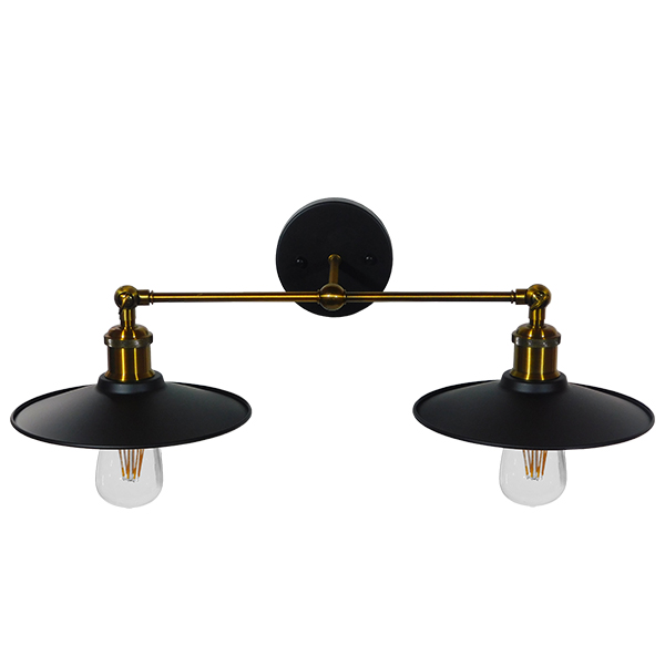 LEDTM® MINIMALL 01069 Vintage Φωτιστικό Τοίχου - Απλίκα με Ντουί 2 x E27 AC 220-240V IP20 - Μαύρο & Χρυσό - Μ30 x Π60 x Υ18cm - Image 3