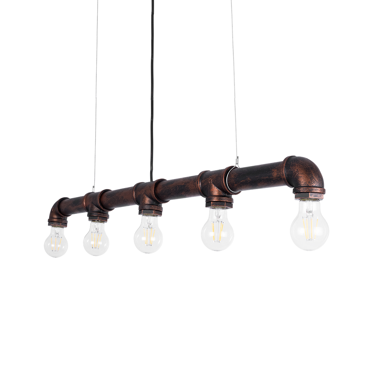 LEDTM® CANAL 01070 Vintage Κρεμαστό Φωτιστικό Οροφής με Ντουί 5 x E27 AC 220-240V IP20 - Χάλκινο Εφέ Σκουριάς - Μ88 x Π5 x Υ7cm - Image 7
