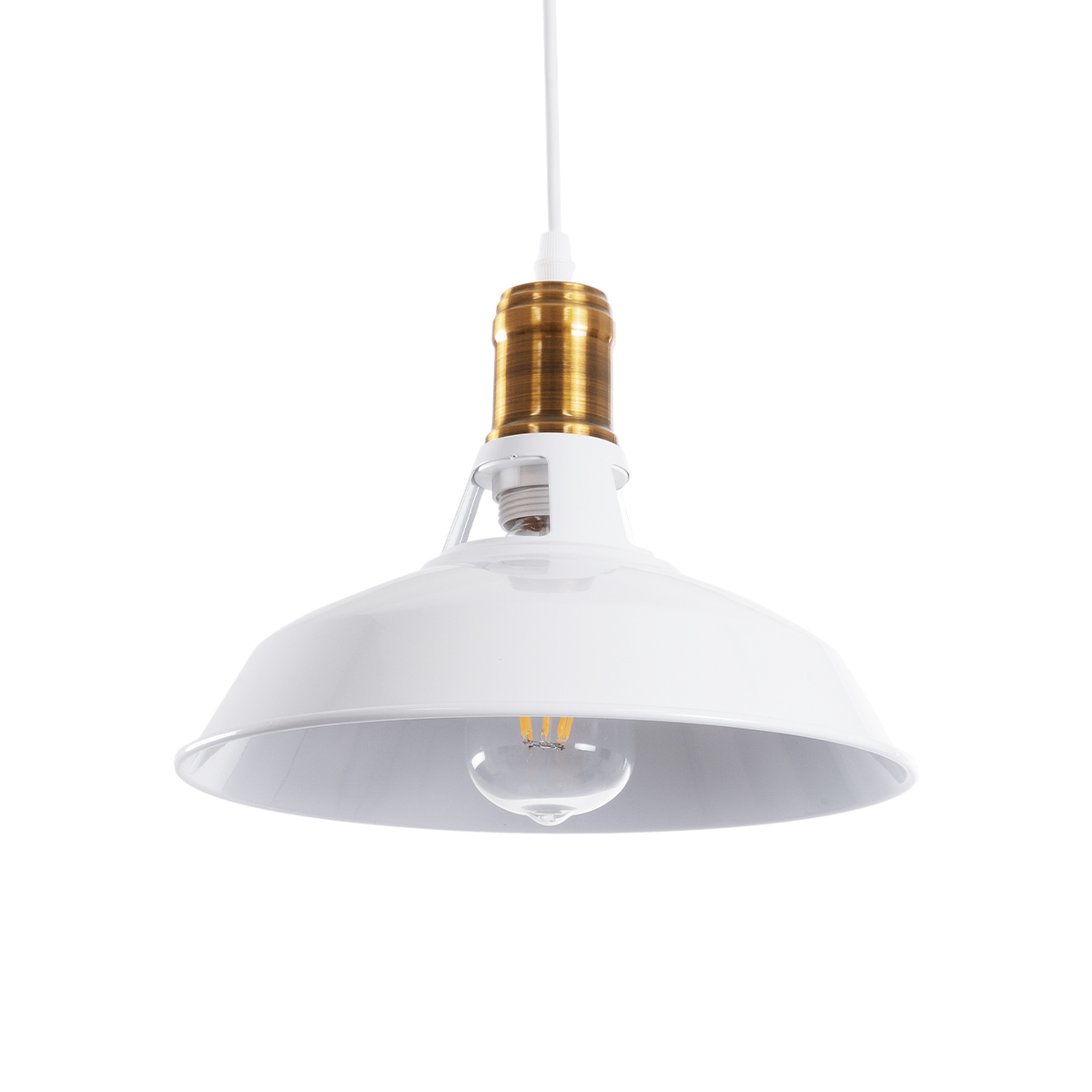 LEDTM® ANER 01072 Vintage Κρεμαστό Φωτιστικό Οροφής με Ντουί 1 x E27 AC 220-240V IP20 - Λευκό & Χρυσό - Μ27.5 x Π27.5 x Υ19cm - Image 2