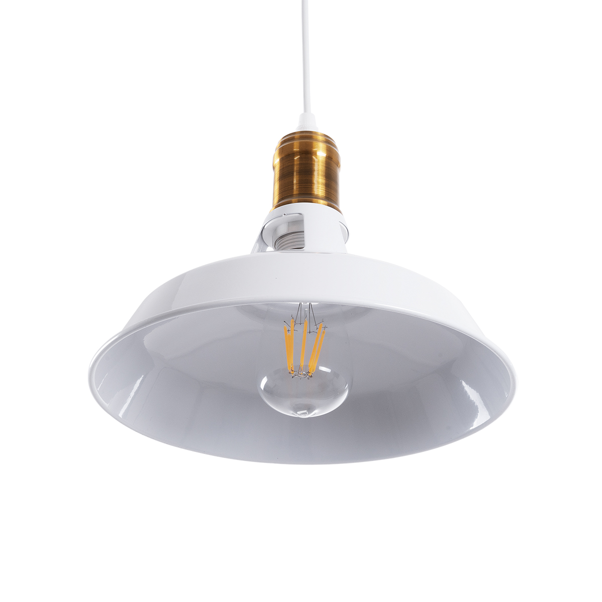 LEDTM® ANER 01072 Vintage Κρεμαστό Φωτιστικό Οροφής με Ντουί 1 x E27 AC 220-240V IP20 - Λευκό & Χρυσό - Μ27.5 x Π27.5 x Υ19cm - Image 7