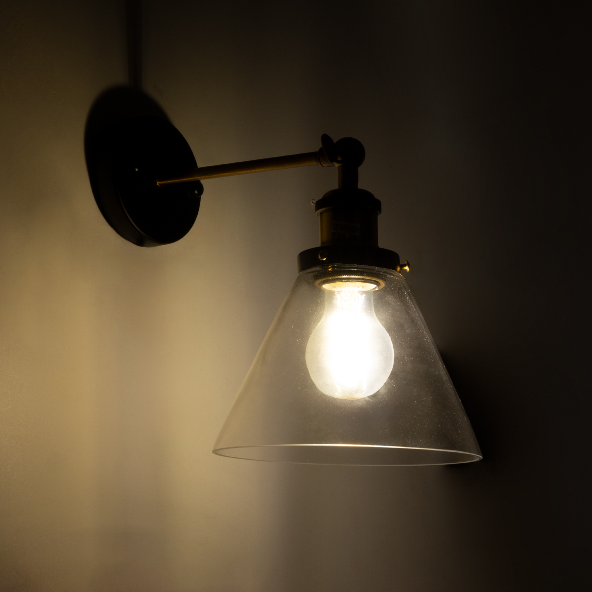 LEDTM® BINGLEY 01074 Vintage Φωτιστικό Τοίχου - Απλίκα με Ντουί 1 x E27 AC 220-240V IP20 - Διάφανο & Χρυσό - Μ18 x Π28 x Υ25cm - Image 3