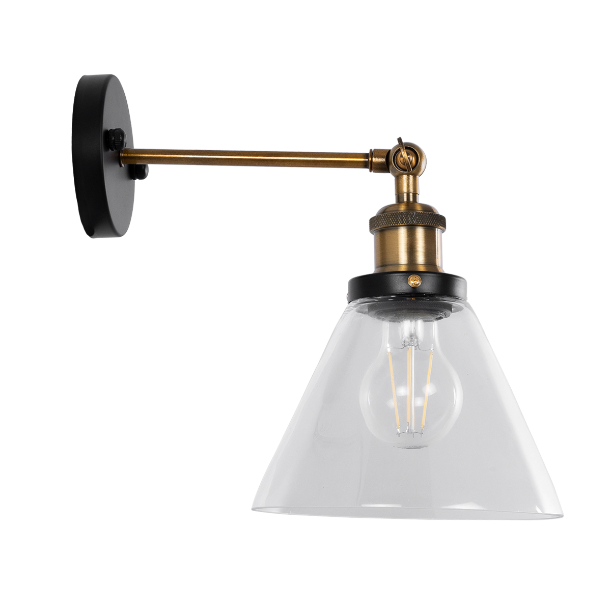 LEDTM® BINGLEY 01074 Vintage Φωτιστικό Τοίχου - Απλίκα με Ντουί 1 x E27 AC 220-240V IP20 - Διάφανο & Χρυσό - Μ18 x Π28 x Υ25cm - Image 5