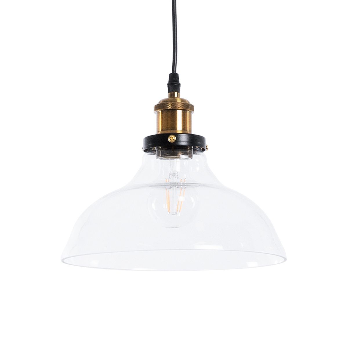 LEDTM® WICKHAM 01075 Vintage Κρεμαστό Φωτιστικό Οροφής με Ντουί 1 x E27 AC 220-240V IP20 - Διάφανο & Χρυσό - Μ24.5 x Π24.5 x Υ15cm - Image 2