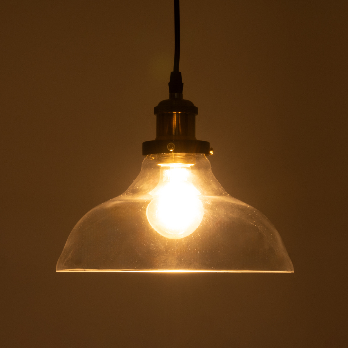 LEDTM® WICKHAM 01075 Vintage Κρεμαστό Φωτιστικό Οροφής με Ντουί 1 x E27 AC 220-240V IP20 - Διάφανο & Χρυσό - Μ24.5 x Π24.5 x Υ15cm - Image 3