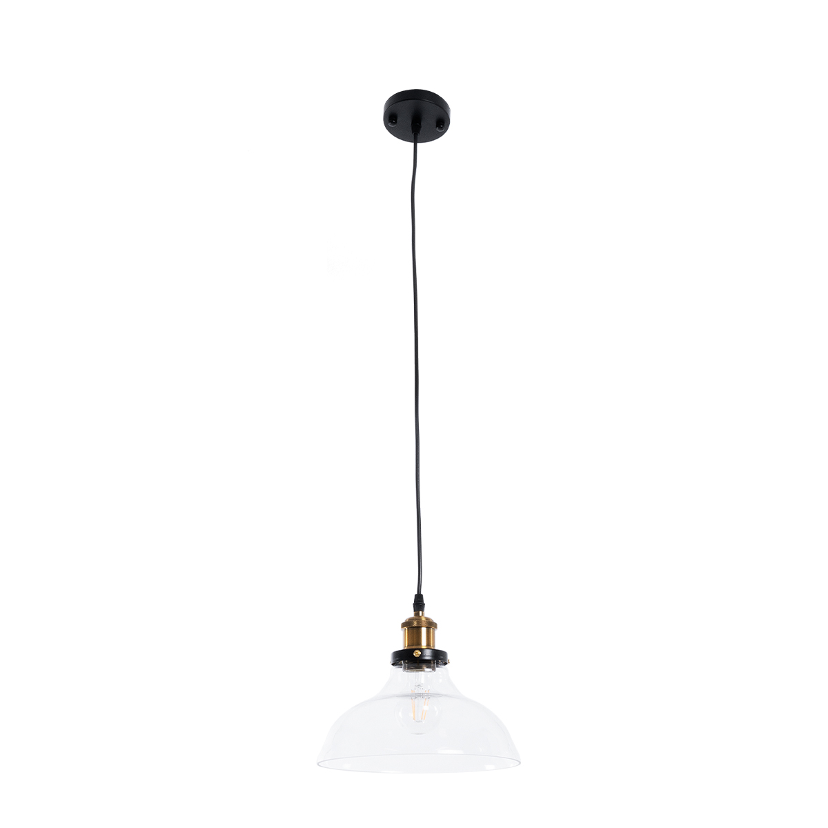 LEDTM® WICKHAM 01075 Vintage Κρεμαστό Φωτιστικό Οροφής με Ντουί 1 x E27 AC 220-240V IP20 - Διάφανο & Χρυσό - Μ24.5 x Π24.5 x Υ15cm - Image 4