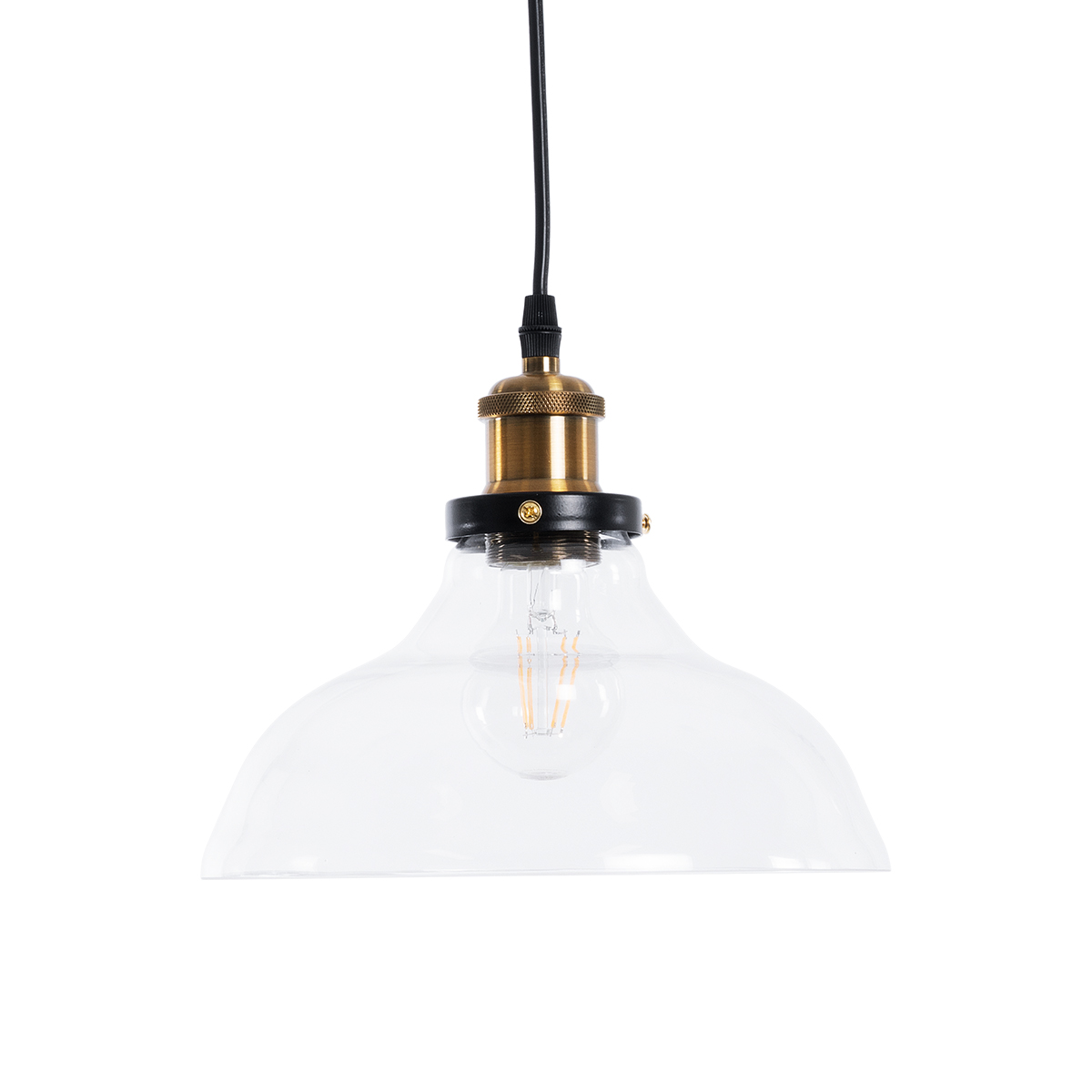 LEDTM® WICKHAM 01075 Vintage Κρεμαστό Φωτιστικό Οροφής με Ντουί 1 x E27 AC 220-240V IP20 - Διάφανο & Χρυσό - Μ24.5 x Π24.5 x Υ15cm - Image 5